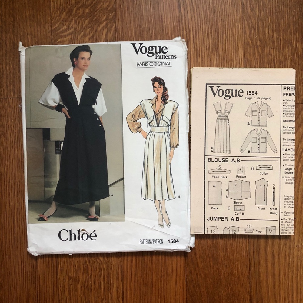 2/$30 Vogue 1584 Chloe Sewing Pattern